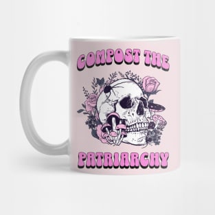 Compost the Patriarchy Cute Pastel Goth Feminist Skull with Mushroom Mug